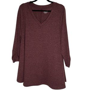 NWOT Lane Bryant 3/4 Sleeve Heathered Burgundy Top - Sz. 18/20